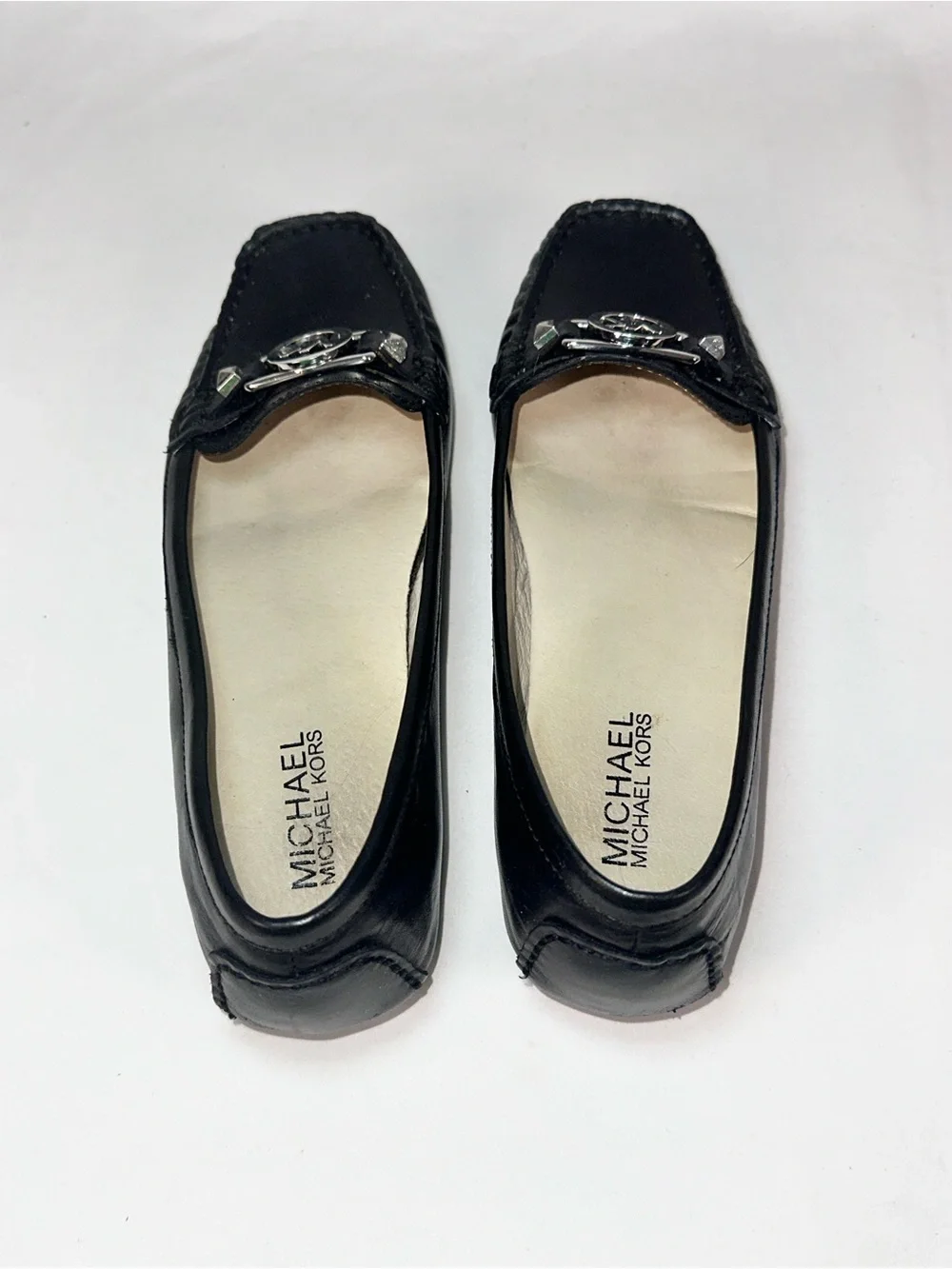 Michael Kors Black Leather Charm Moccasin Flats Size 7.5 Classic Loafer